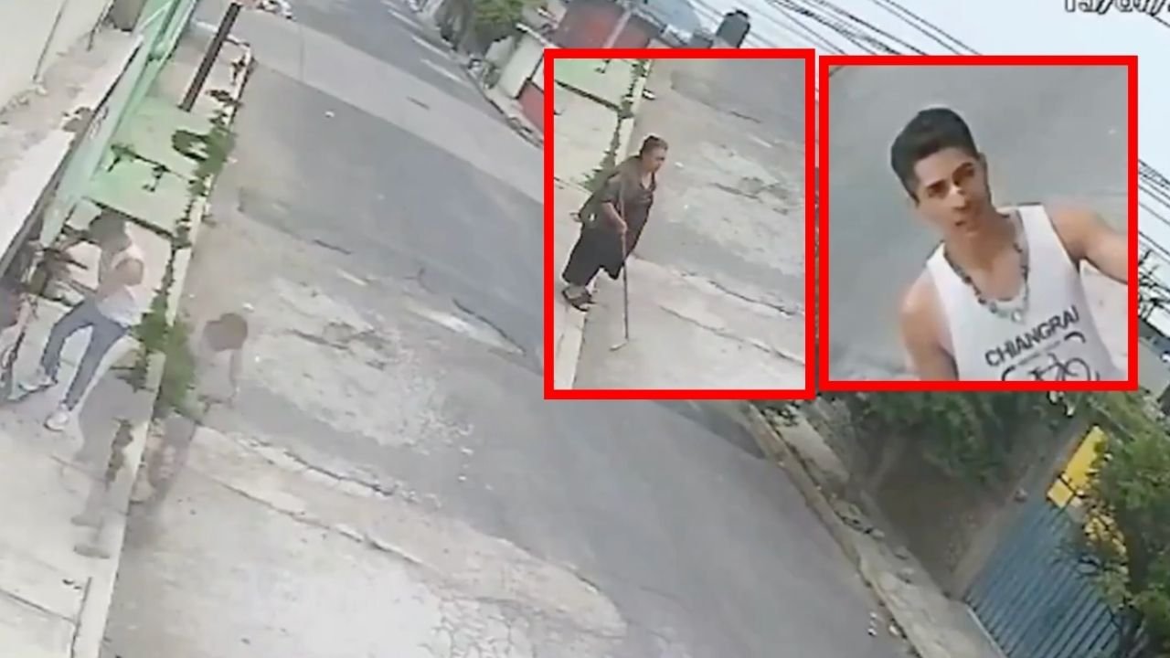 Abuelita Defiende A Nieto de Un Ladron Con Un Jalador en Chalco, Quería Robarle Su Patín | VIDEO