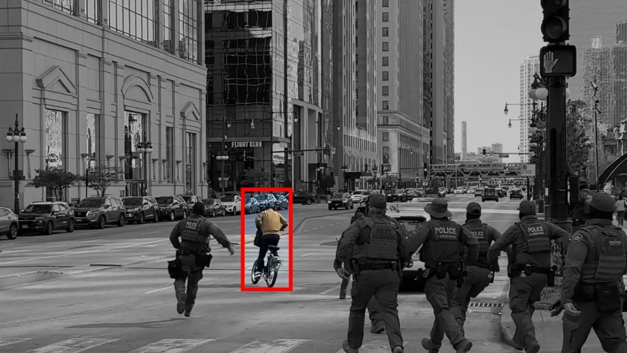 Hombre se Burla de Agentes de la Patulla fronteriza en Chicago y Huye en su bicicleta | Video