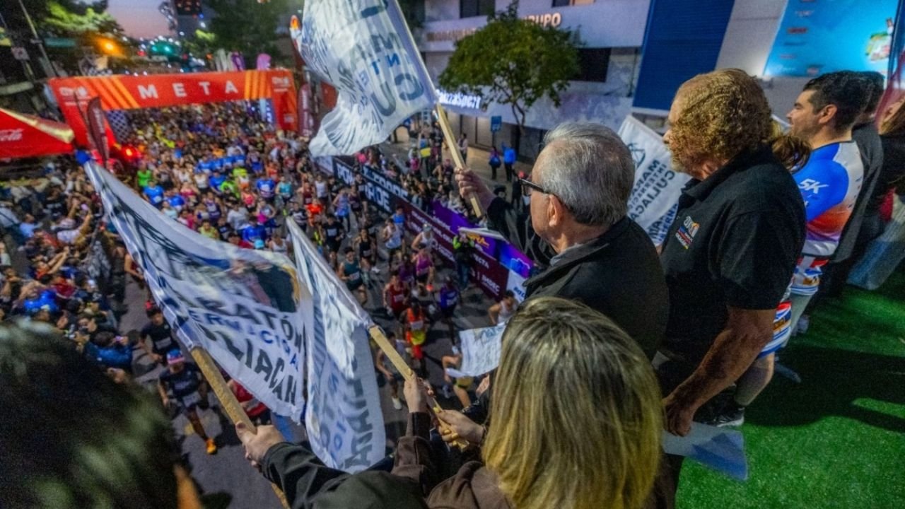 Rubén Rocha y Juan de Dios Gámez dan banderazo de arranque del Maratón Internacional de Culiacán; hubo 35% más corredores que en 2025