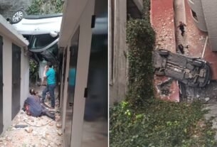 (VIDEO) Auto cae 10 metros desde estacionamiento elevado en Cuajimalpa; hay tres lesionados