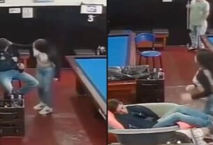Mujer encuentra a su novio borracho en billar, lo carga y se lo lleva en carretilla | VIDEO