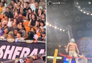 BTS vive el “viernes espectacular” de la Arena México para ver al Místico; el luchador vistió una chamarra en alusión a la banda